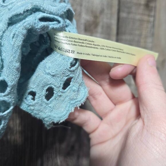 Free People Fp One Perla Top In Seafoam Green Crop Of Shoulder Embroidered Top - Picture 5 of 5